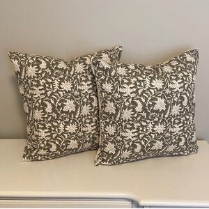 Olive Green Floral Patterned Pillow Cases